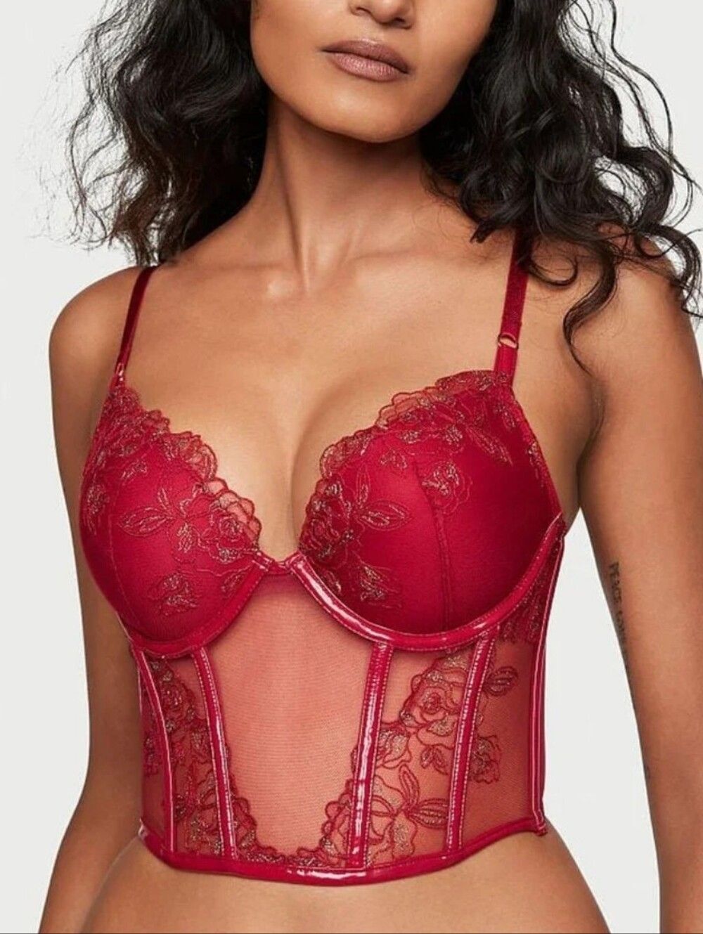 Victoria’s Secret Midnight Affair Embroidery Push-Up Corset Top 36C
